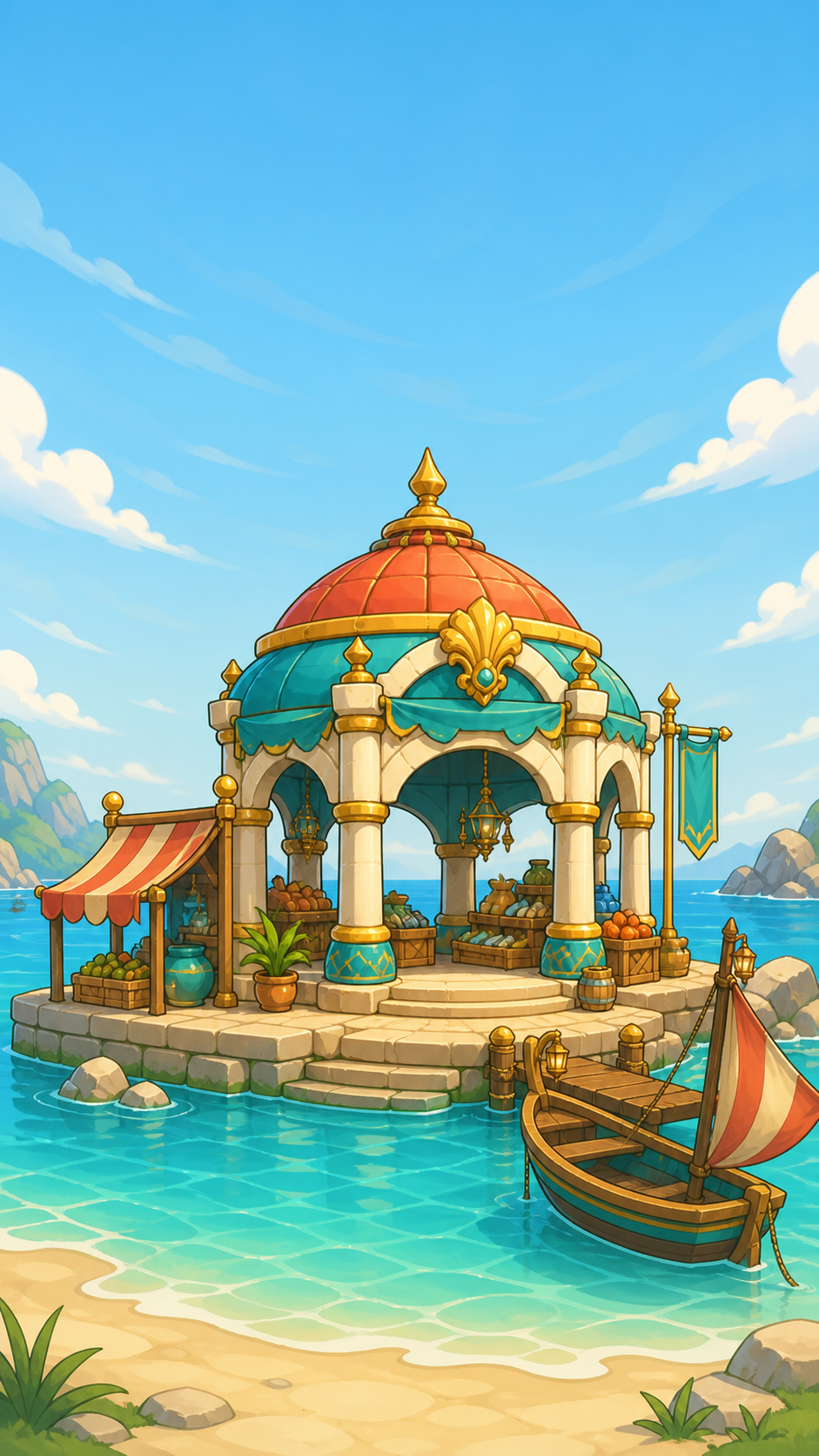 The bright seaside Harbor Market